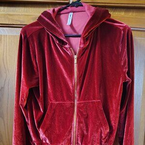 Fabletics Vanessa Hudgens Velour Donna ZipUp Hoodie Cherry Burst Red Womens S